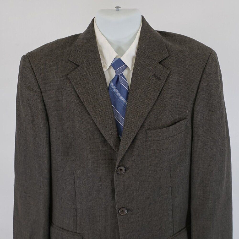 Gianfranco  Ruffini Italy Brown Check Super 100S Worsted Wool 38R Sport Coat 3 B
